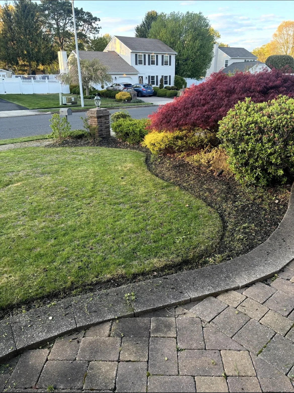 Manalapan front yard — finished by Cutter Bandits, mulched beds and crisp edges