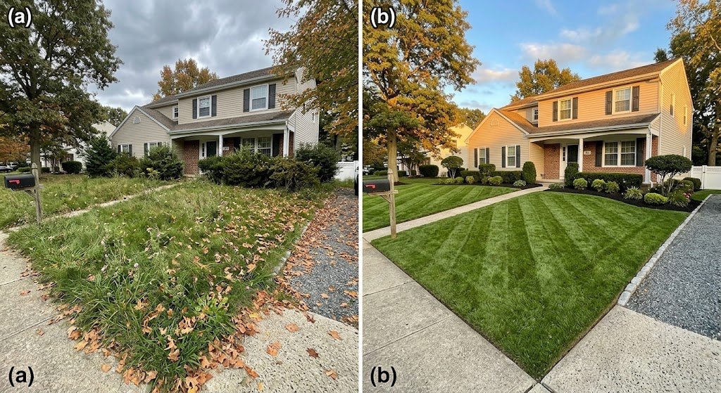Before and after lawn transformation
